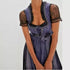 „Blaue Wildrose“ Dirndl mit Leomuster & Stickerei – Damen Trachtenkleid für Oktoberfest